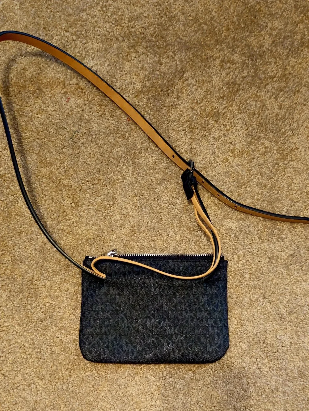 Michael Kors Black Signature Wristlet with Gold Plaque